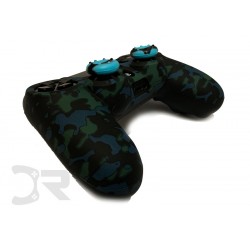 روکش دسته ارتشی پلی استیشن 4 +2عدد محافظ آنالوگ - Silicone Cover Dualshock 4 Camo Gray/Blue