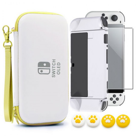 کیف نینتندو سوییچ و محافظ صفحه و محافظ کنسول - Switch Oled Game Accessories Kit Anti drop Storage Carry Case Yellow