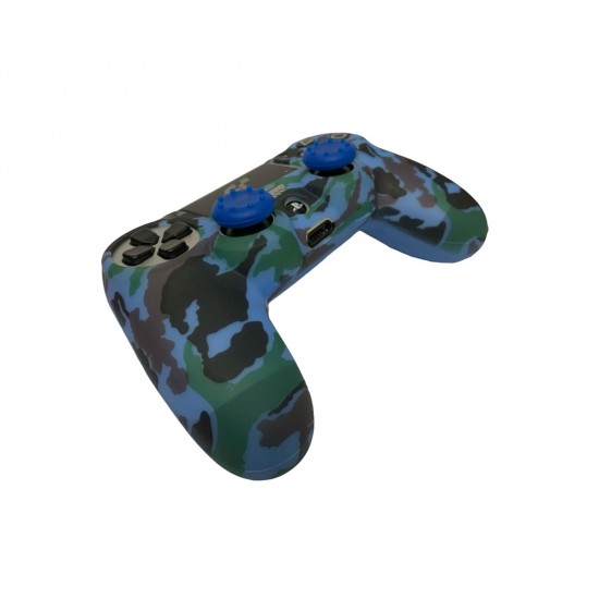 روکش دسته ارتشی پلی استیشن 4 به همراه محافظ آنالوگ - Silicone Cover Dualshock 4 Blue Camo