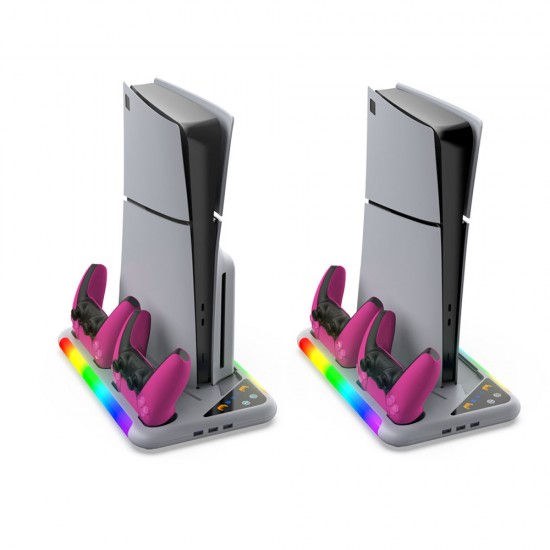 استند چند منظوره پلی5 اسلیم و فت - Multlfunctional Cooling Stand PS5 Slim Fat RGB White Dobe