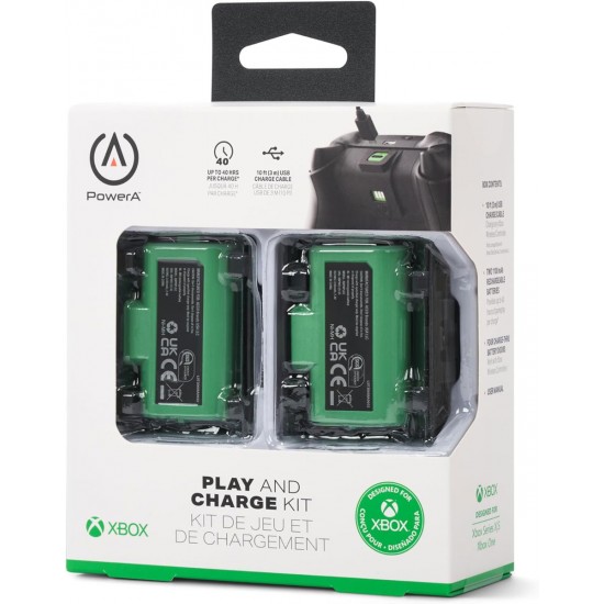 باطری پک دوتایی دسته ایکس باکس به همراه کابل - Xbox Double Rechargeable Battery With Cable PowerA Green