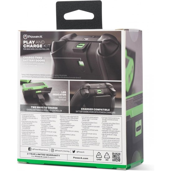 باطری پک دوتایی دسته ایکس باکس به همراه کابل - Xbox Double Rechargeable Battery With Cable PowerA Green