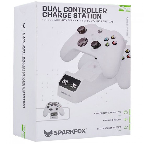 شارژر و باطری پک دسته ایکس باکس سری جدید - Dual Charging Station Xbox Series Controller Sparkfox White