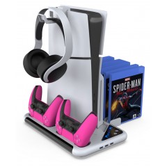 استند چند منظوره پلی5 اسلیم و فت به همراه استند دیسک - Multlfunctional Cooling Stand PS5 Slim Fat RGB White Dobe