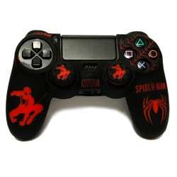 روکش دسته پلی استیشن 4 طرح دار+2 عدد محافظ آنالوگ - Silicon Cover Dualshock 4 Spider Man
