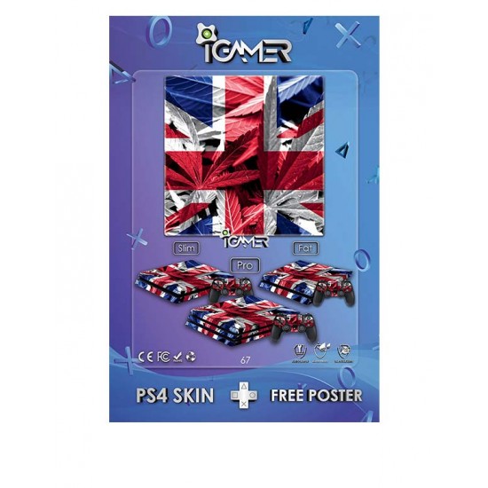 اسکین پلی استیشن 4 اسلیم - Playstation 4 Slim Skin iGamer UK Flag